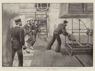 The Naval Manoeuvres, carrying out the Order, Close Water-Tight Doors